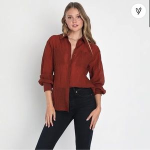 Rust brown button up shirt